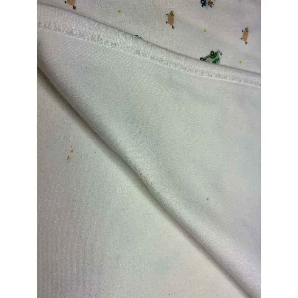 Vintage 1999 Baby GAP Baby Blanket White Green Blue Polka Dot Pig Trucks READ